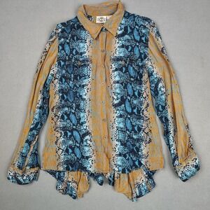 Vintage RODS Western Shirt Women Medium Long Sleeve Snake Tie Back Festival